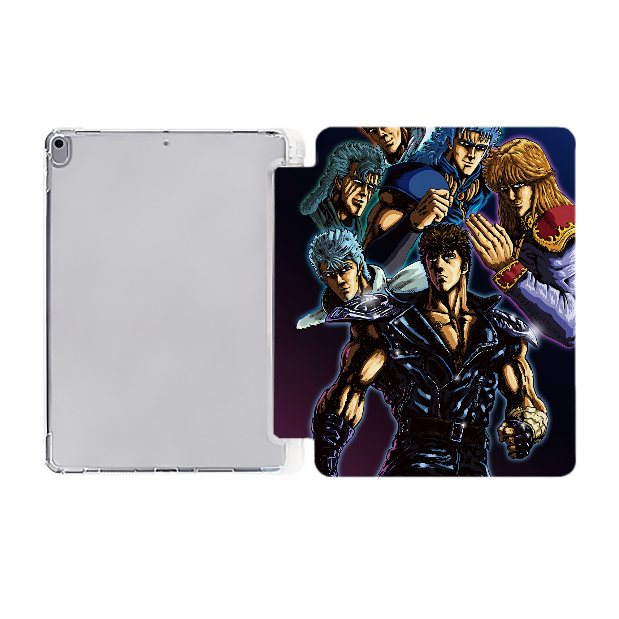 （画像用） 北斗の拳 Fist of the North Star IPad ケース ペン収納付き 三つ折りスタンド PUレザー×シリコン 対応機種9.5/10.5/10.9インチ